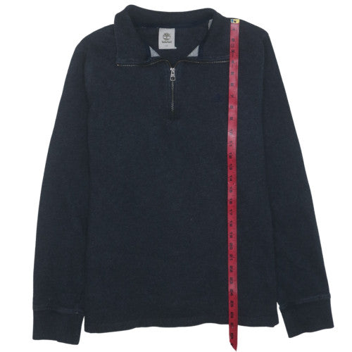 Timberland Men's Blue 1/4 Zip Cotton Fleece Sweatshirt Size L