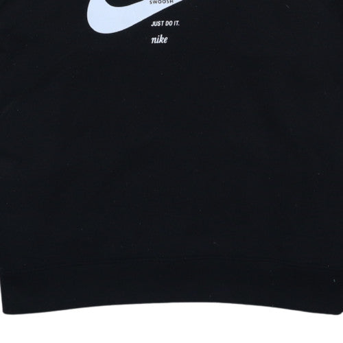 Nike Womens Black Large Pullover Hoodie with Logo Print