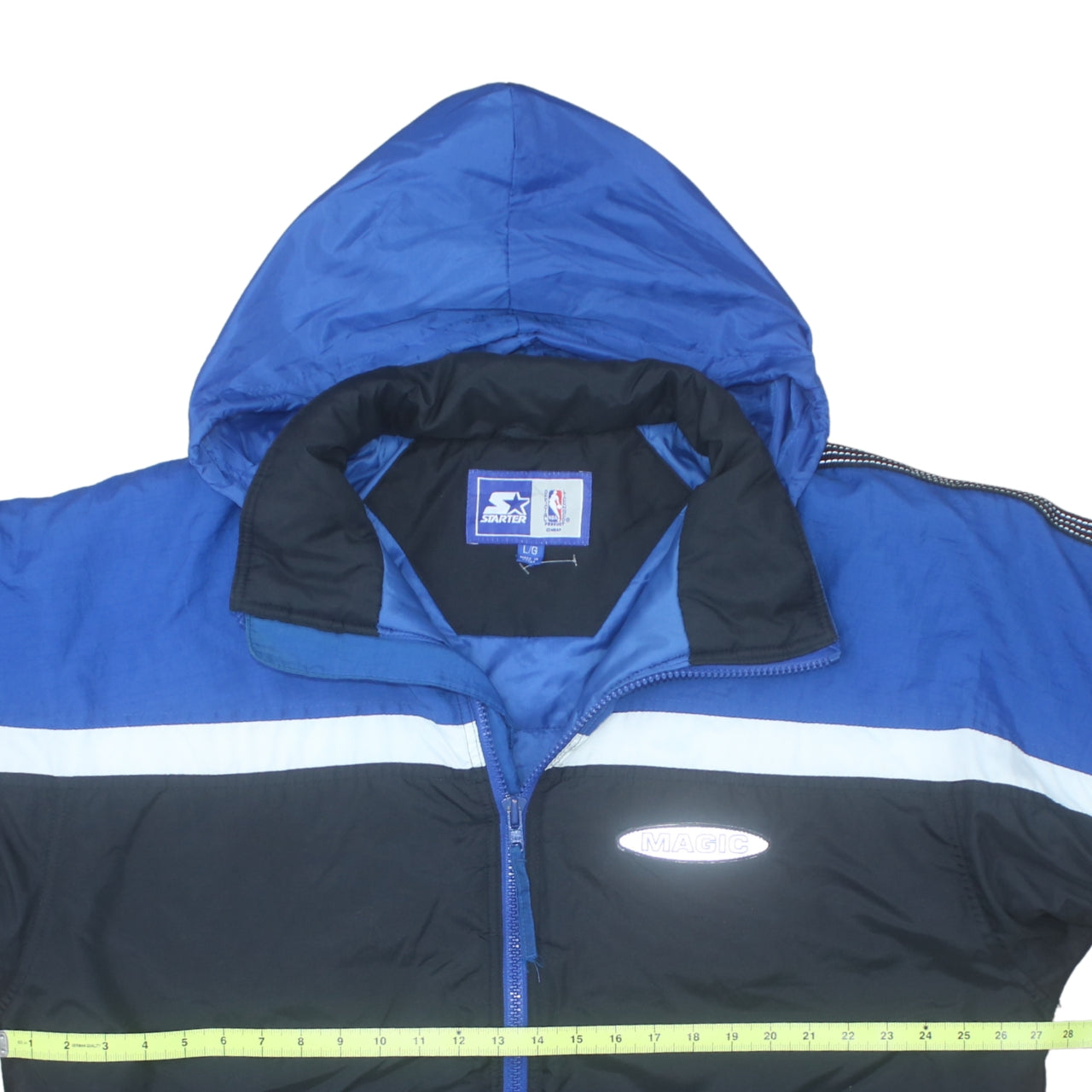 Starter Mens Blue Orlando Magic Hooded Puffer Jacket L 90s NBA Vintage