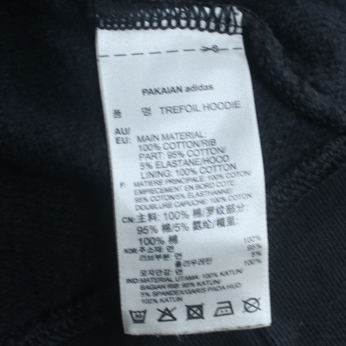 Adidas Women Black Trefoil Hoodie Size 14 Pullover Cotton Sweatshirt