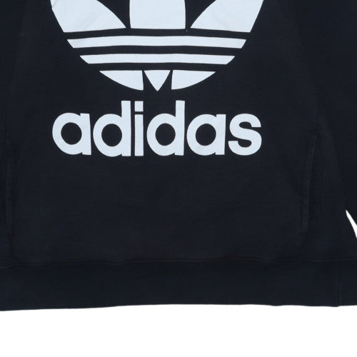 Adidas Women Black Trefoil Hoodie Size 14 Pullover Cotton Sweatshirt