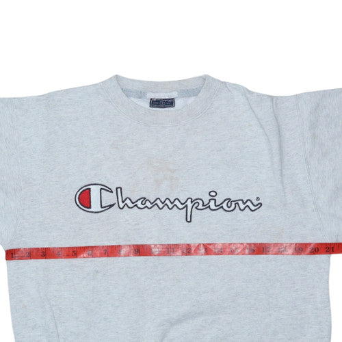 Champion Womens Grey Small Pullover Sweatshirt Logo Crew Neck