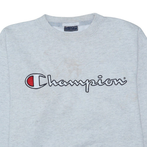 Champion Womens Grey Small Pullover Sweatshirt Logo Crew Neck