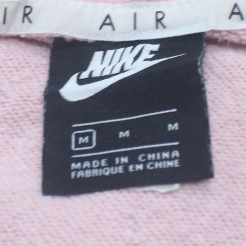 Nike Women Pink Full Zip Hoodie Air Logo Medium Cotton Blend