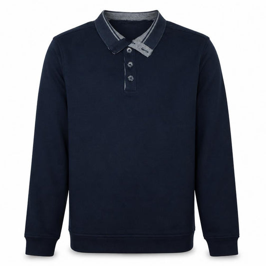 Hugo Boss Men’s Blue Collared Henley Sweatshirt XL Regular Fit