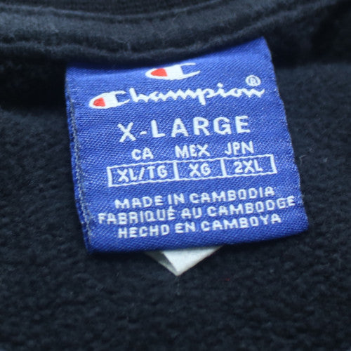 Champion Womens Black XL Pullover Sweatshirt Crew Neck Logo Casual
