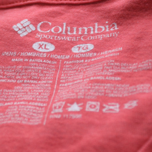 Columbia Men's Red XL PFG Cotton Crew Neck Short Sleeve T-Shirt
