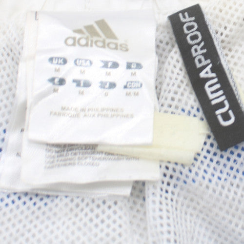 Adidas Men's White ClimaProof M Cropped Track Pants with Blue Stripes