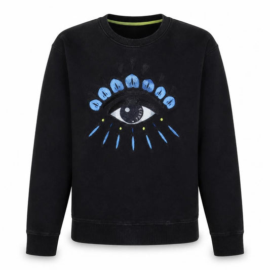 Kenzo Men’s Black Embroidered Eye Sweatshirt L Pullover Crew Neck