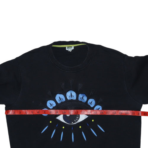 Kenzo Men’s Black Embroidered Eye Sweatshirt L Pullover Crew Neck