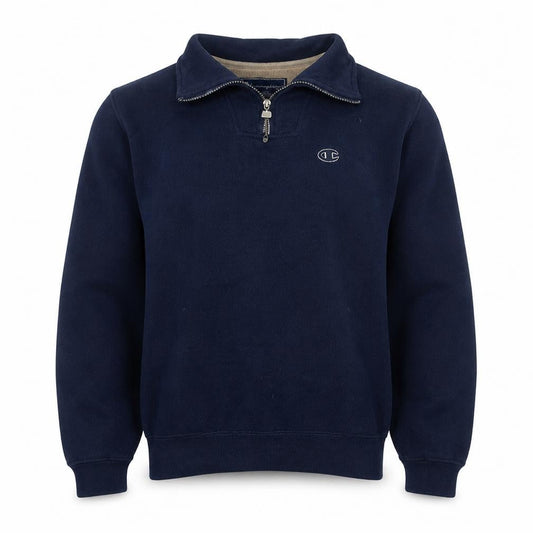 Champion Men's Blue 1/4 Zip Logo Sweatshirt Size S
