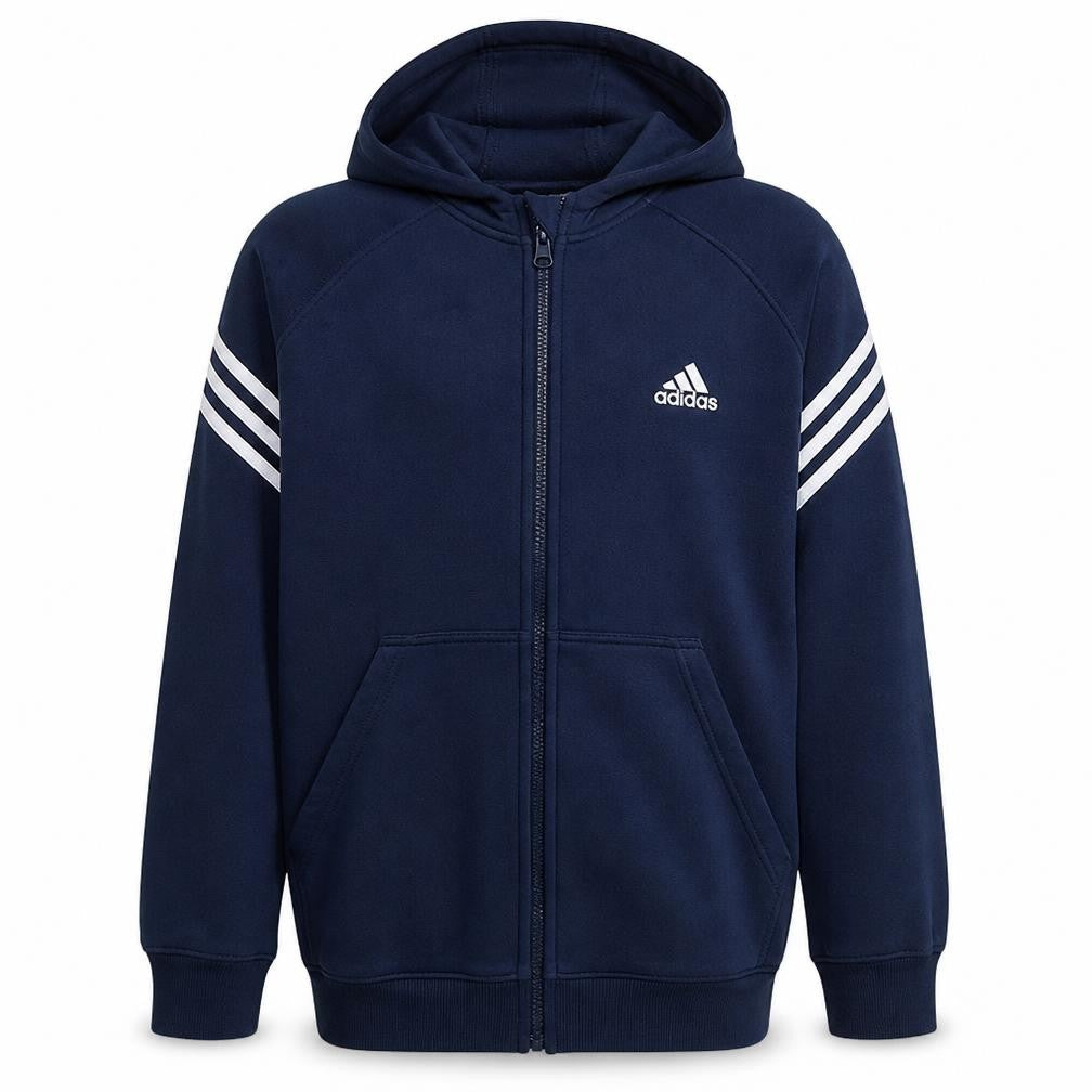 Adidas Men’s Blue Full Zip Hoodie L Sports Fleece Sweatshirt