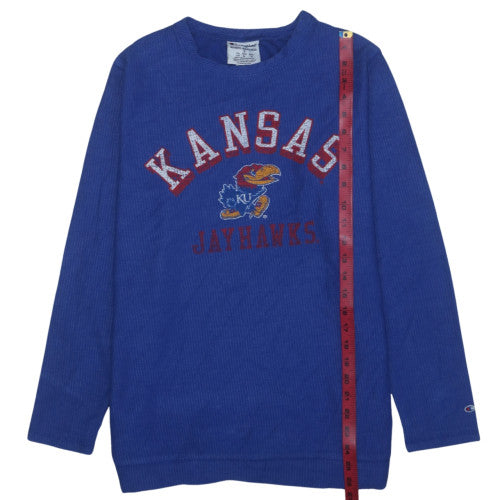 Champion Mens Blue Kansas Jayhawks Pullover Sweatshirt Size S