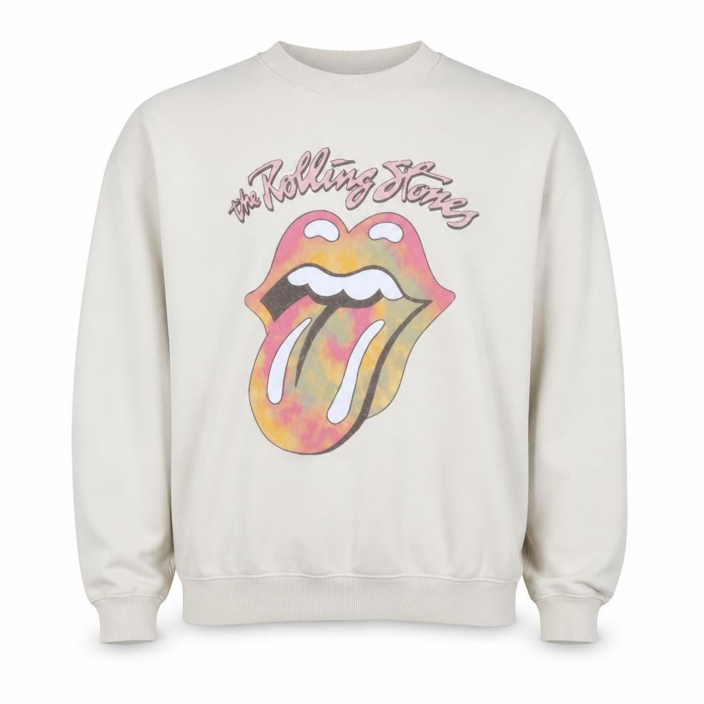 Rolling Stones Womens Beige Graphic Print Crew Neck Sweatshirt Size 20