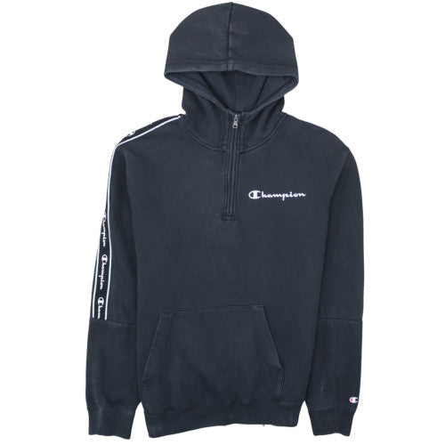Champion Men's Black 1/2 Zip Hoodie Medium Fleece Sweatshirt