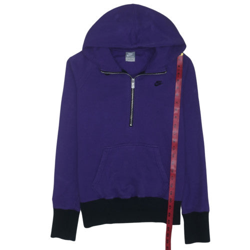 Nike Womens Purple 1/2 Zip Hooded Sweatshirt Size L Cotton