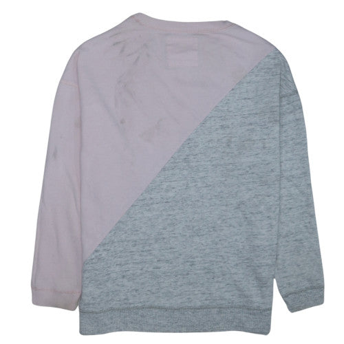 Hollister Women Pink Grey Colourblock Logo Sweatshirt M Regular Fit