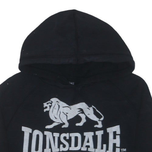 Lonsdale Men's Black Pullover Hoodie Small Graphic Logo Sweatshirt