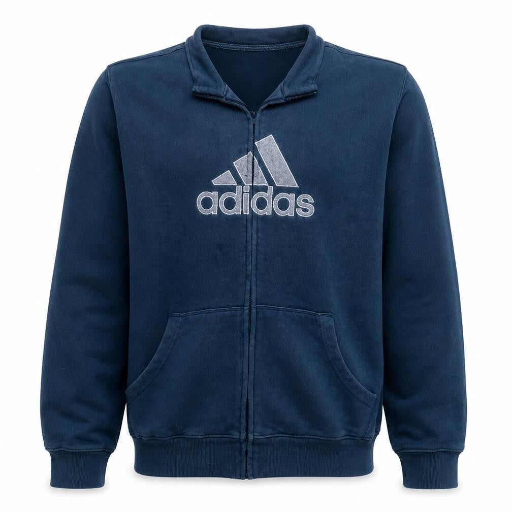 Adidas Men's Blue Full Zip Graphic Sweatshirt L Regular Fit