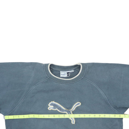 Brand and care label for Puma Men’s Blue Pullover Sweatshirt Small Crew Neck Sports Fleece