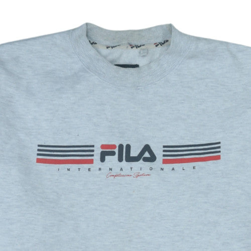 FILA Men's Grey XL Logo Pullover Sweatshirt Crew Neck
