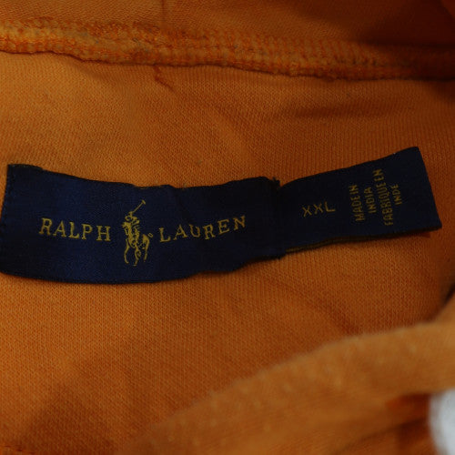 Ralph Lauren Mens Yellow Pullover Hoodie 2XL Logo Fleece Sweatshirt