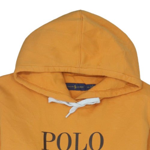 Ralph Lauren Mens Yellow Pullover Hoodie 2XL Logo Fleece Sweatshirt
