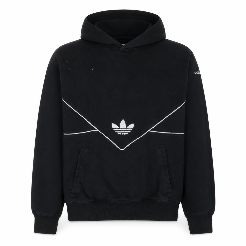 adidas Mens Black Medium Pullover Hoodie with Logo Detail