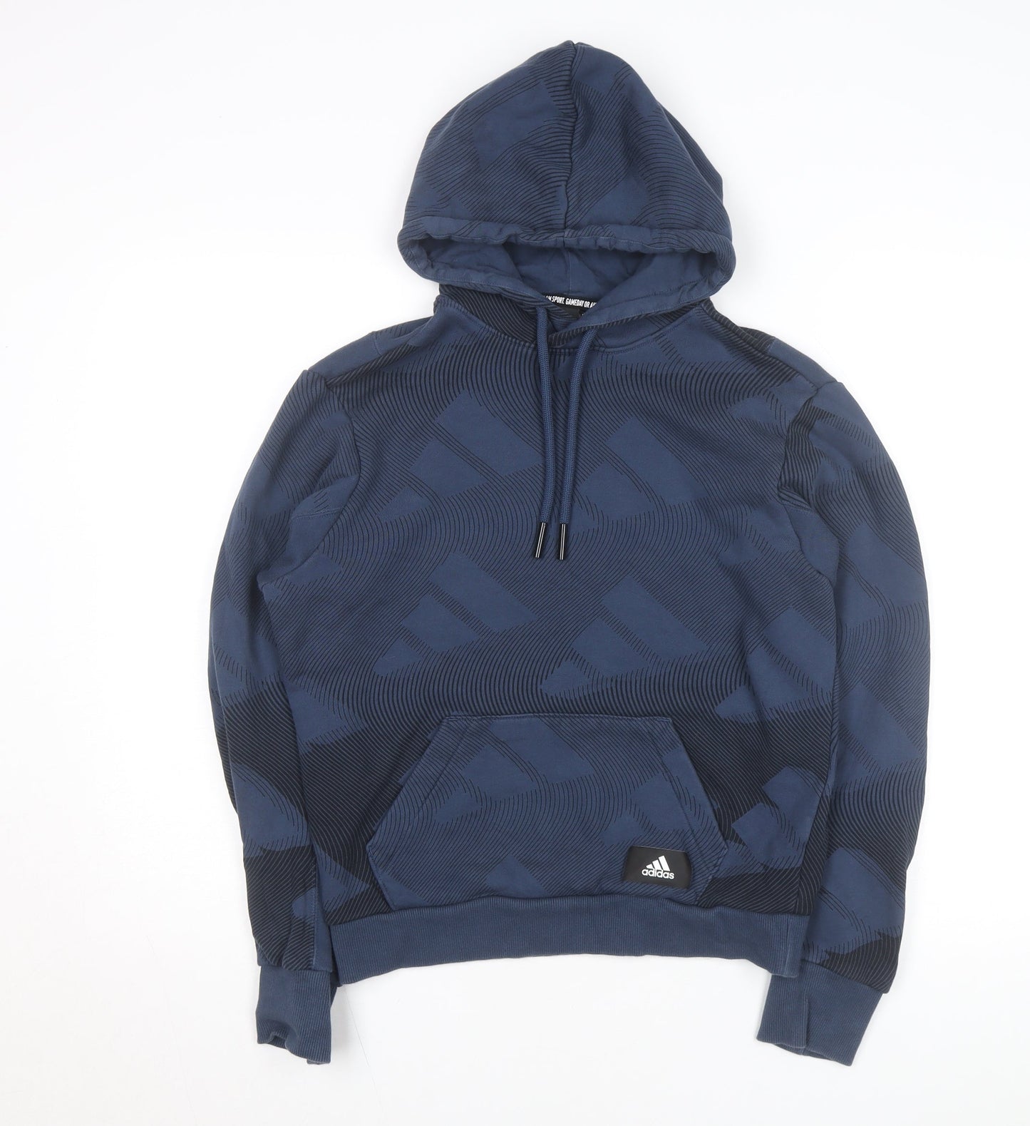 Adidas Men's Blue Pullover Hoodie Size S Regular Fit Sportswear