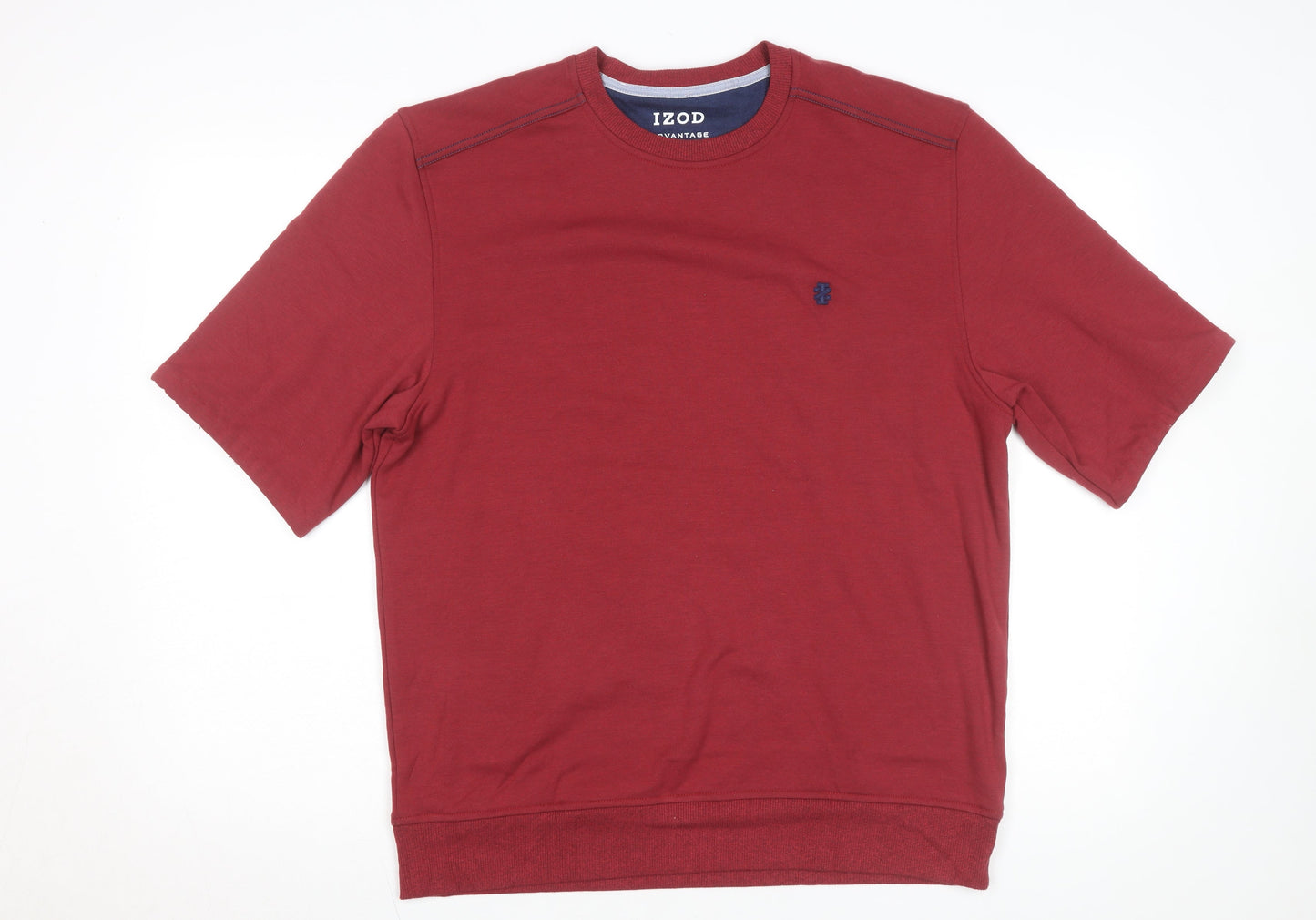 IZOD Men Red Short Sleeve Crew Neck Pullover Sweatshirt M