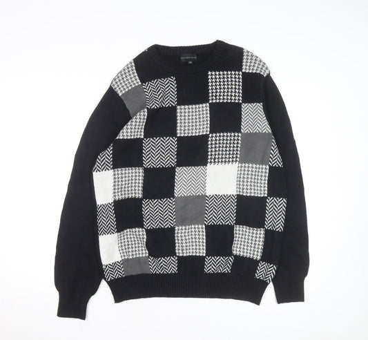 Geoffrey Beene Men's Black Cotton Check Knit Jumper Size L
