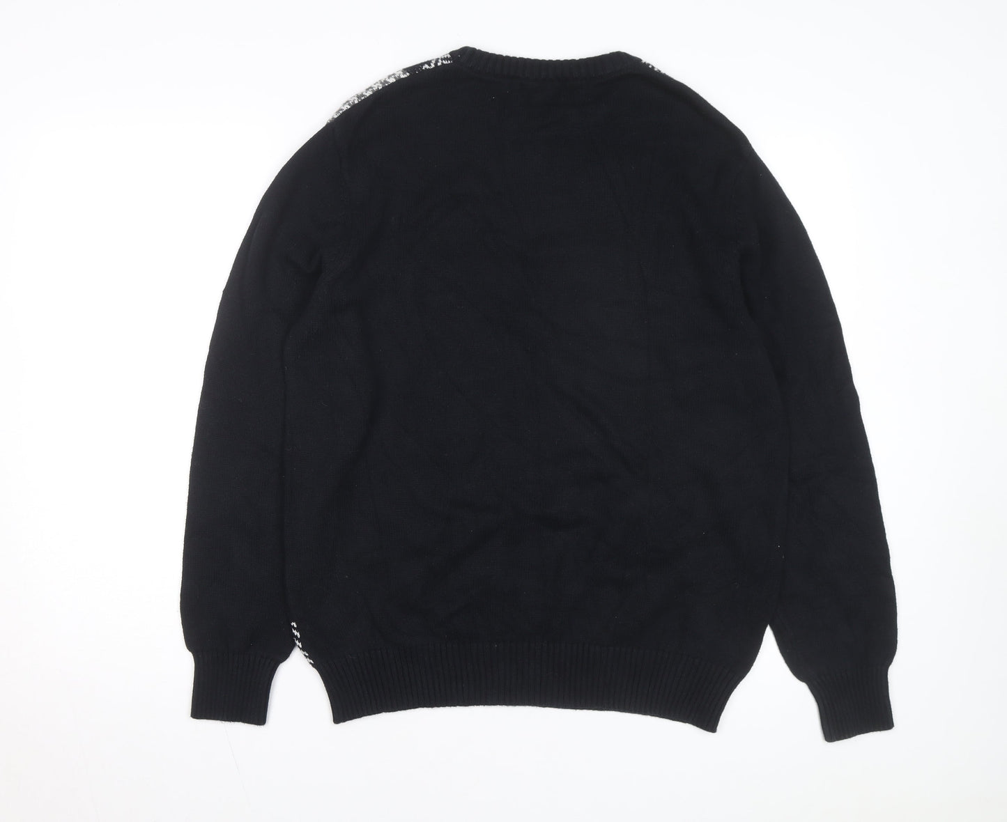 Geoffrey Beene Men's Black Cotton Check Knit Jumper Size L