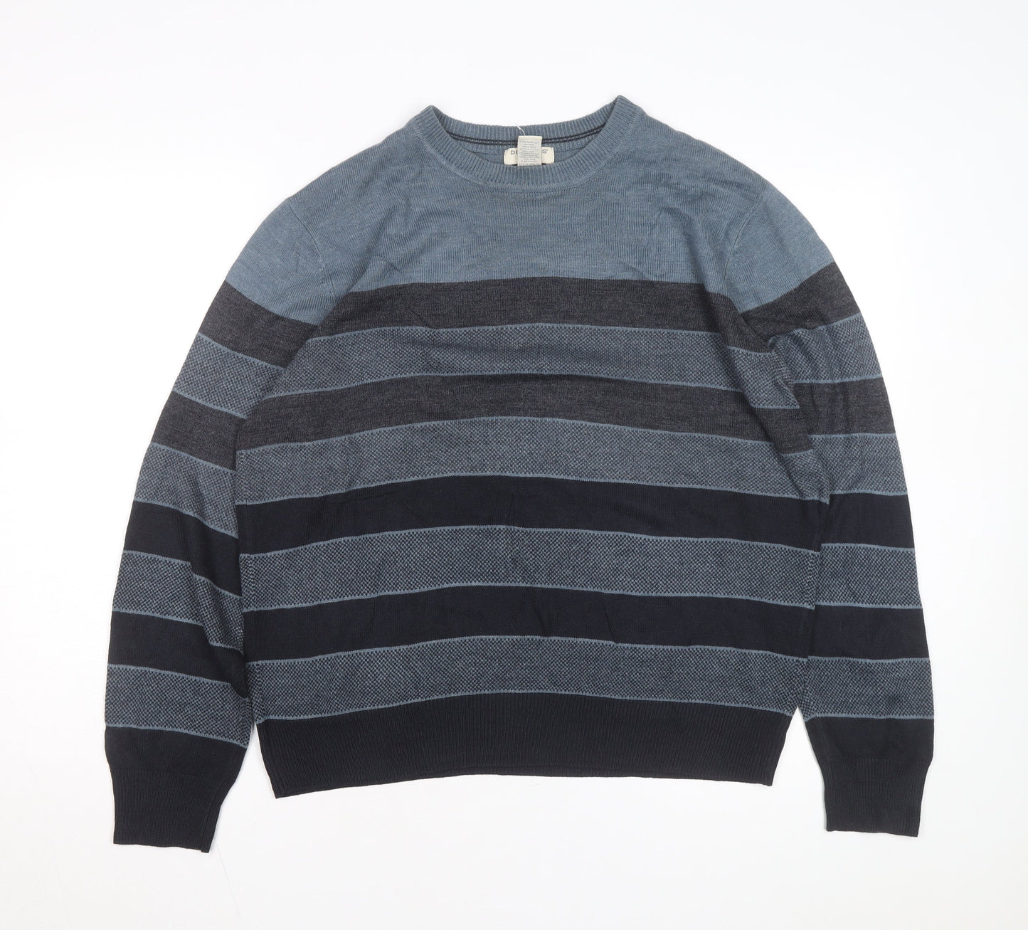 Dockers Men's Blue Striped Acrylic Pullover Jumper M