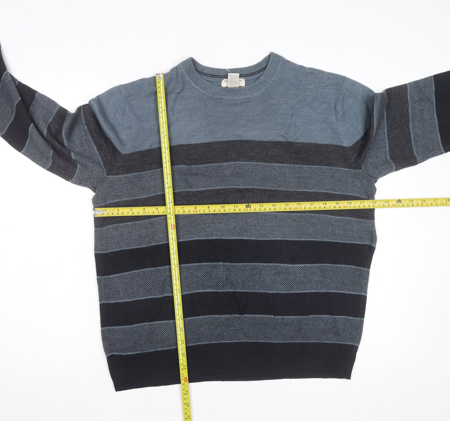Dockers Men's Blue Striped Acrylic Pullover Jumper M