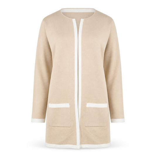 Tu Women Beige Knit Long Sleeve Open Cardigan Size 8