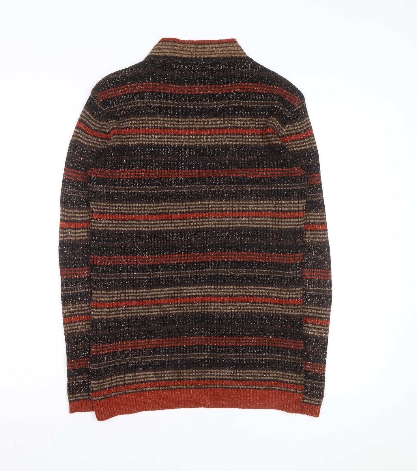 South Womens Multicoloured Mock Neck Striped Knit Pullover Jumper Size M