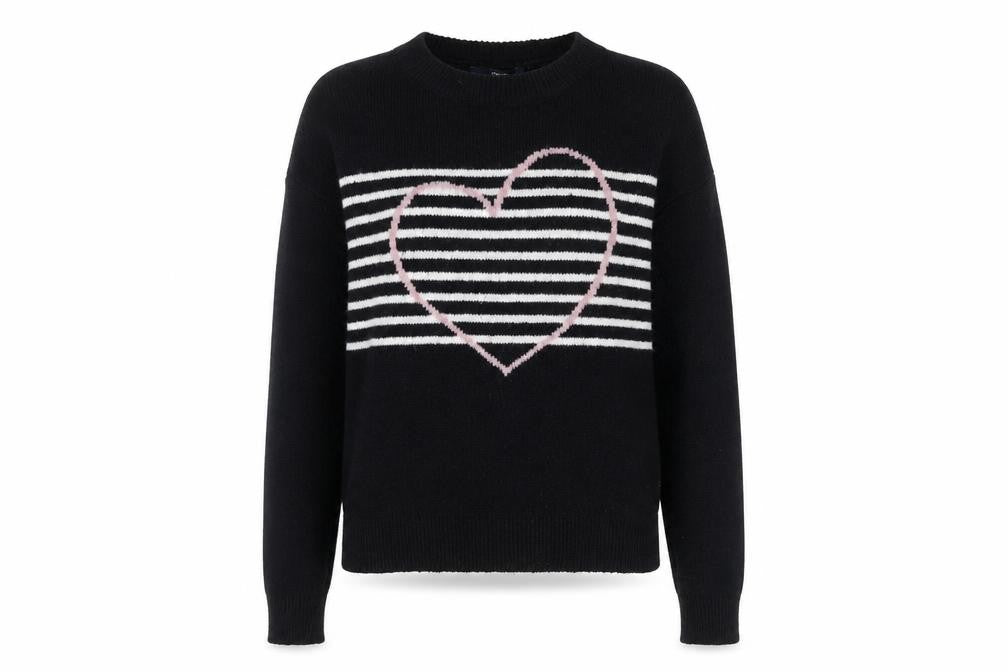 Next Women’s Black Heart Stripe Crew Neck Knit Jumper Size 8