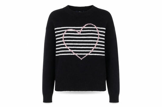 Next Women’s Black Heart Stripe Crew Neck Knit Jumper Size 8