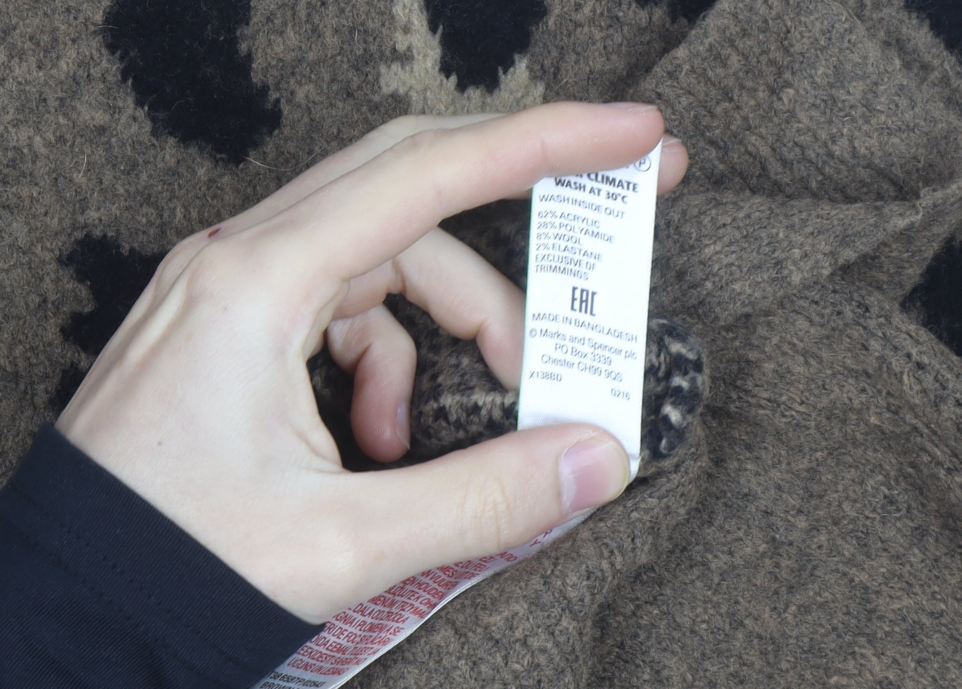Marks and Spencer Women Brown Leopard Print Wool Blend Mock Neck Jumper XL