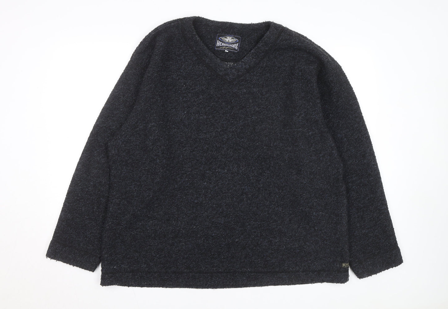 Headworx Men’s Black XL V-Neck Chunky Knit Wool Pullover Jumper