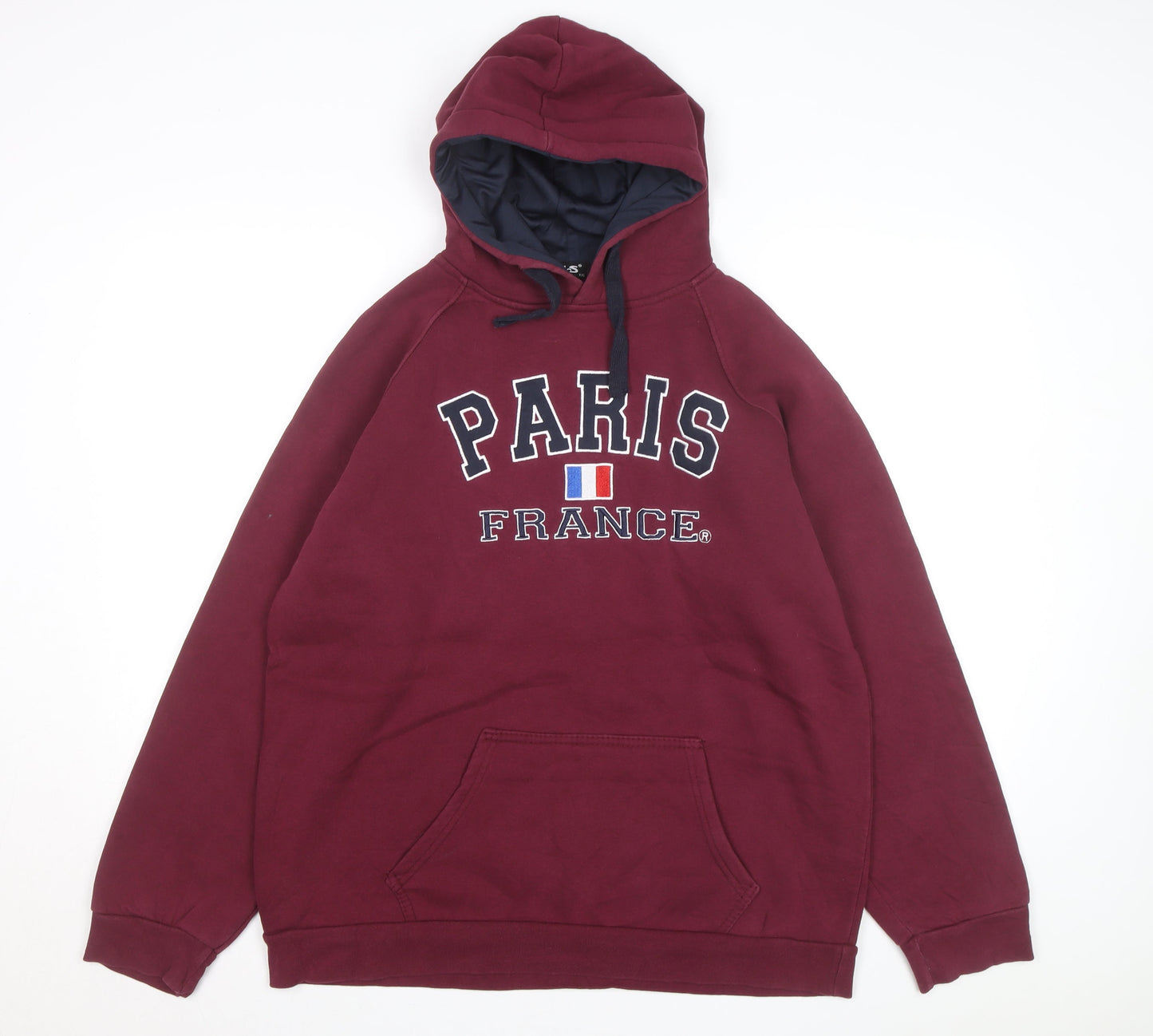 NaS Men's Red Paris France Pullover Hoodie 2XL Embroidered Graphic