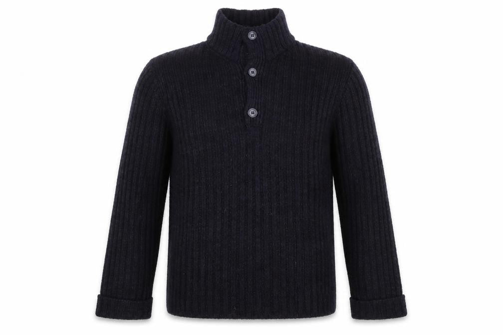 John Lewis Men’s Black Chunky Wool Henley Jumper Size L