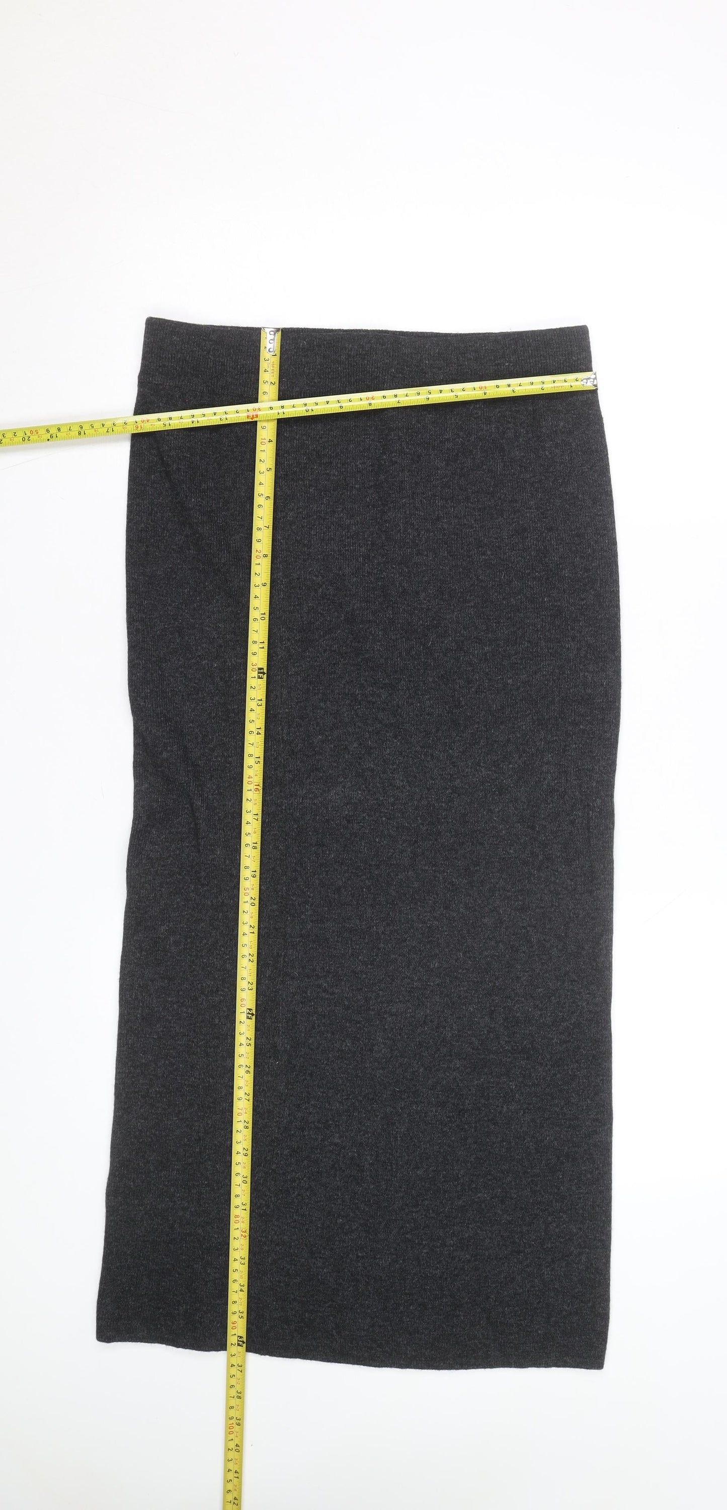 Nightingales Women Grey Wool Blend Pencil Midi Skirt Size M