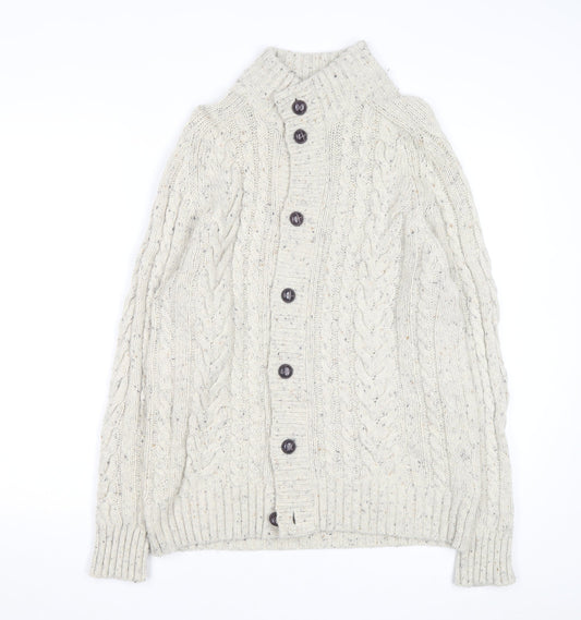 Marks and Spencer Womens Beige Cable Knit Lambswool Cardigan M