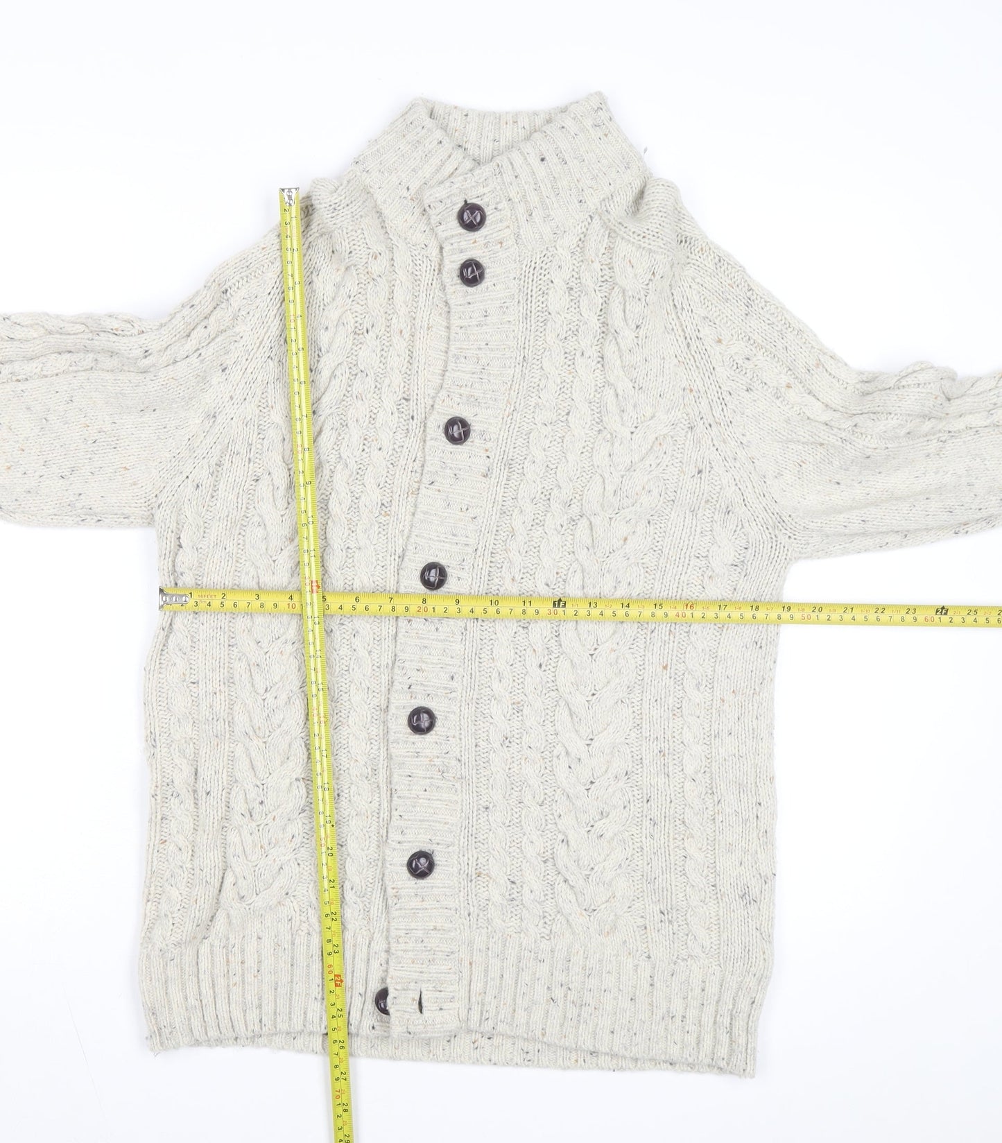Marks and Spencer Womens Beige Cable Knit Lambswool Cardigan M