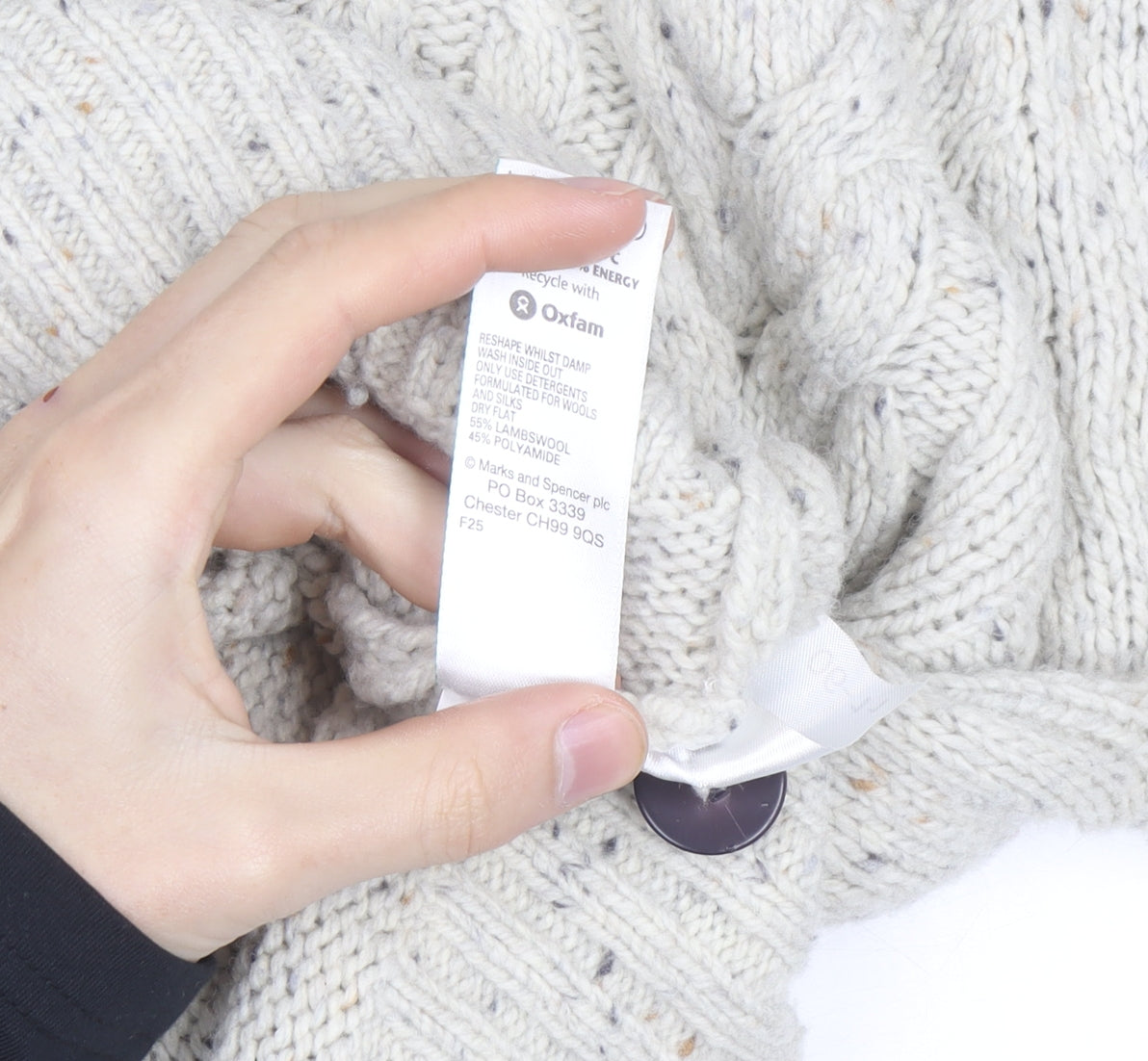 Marks and Spencer Womens Beige Cable Knit Lambswool Cardigan M