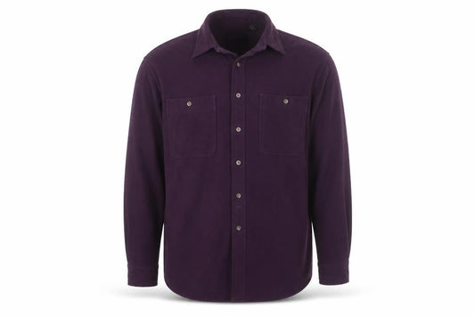 Lands' End Men's Purple Fleece Button-Up Shirt Long Sleeve L Regular