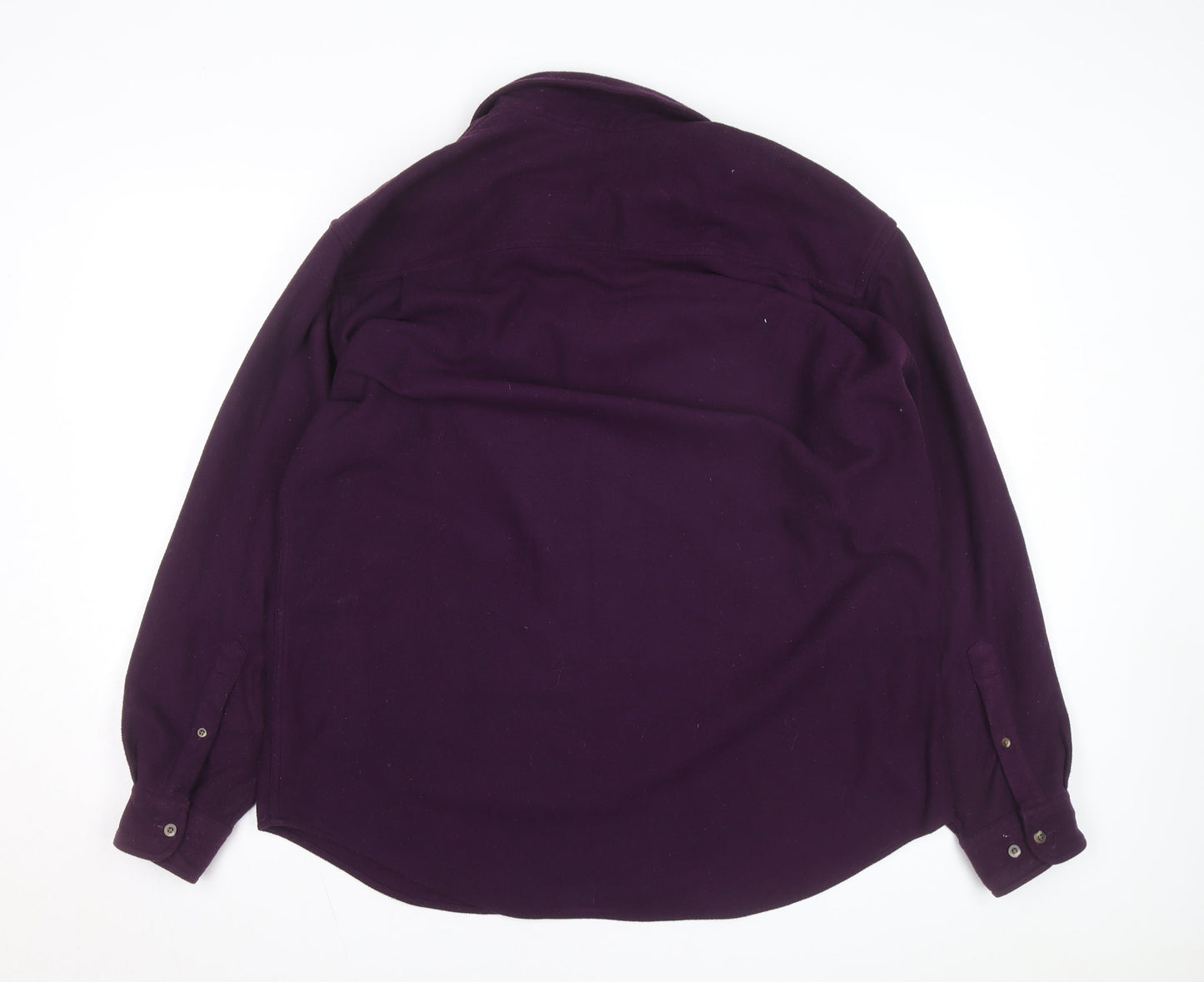 Lands' End Men's Purple Fleece Button-Up Shirt Long Sleeve L Regular