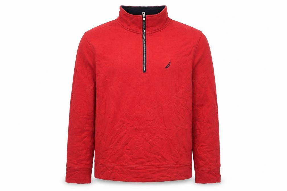 Nautica Men's Red 1/4 Zip Fleece Pullover Sweatshirt Size S