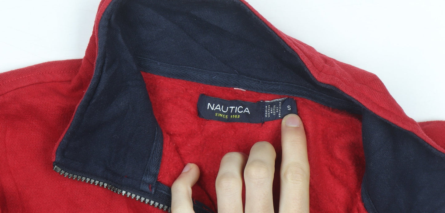 Nautica Men's Red 1/4 Zip Fleece Pullover Sweatshirt Size S